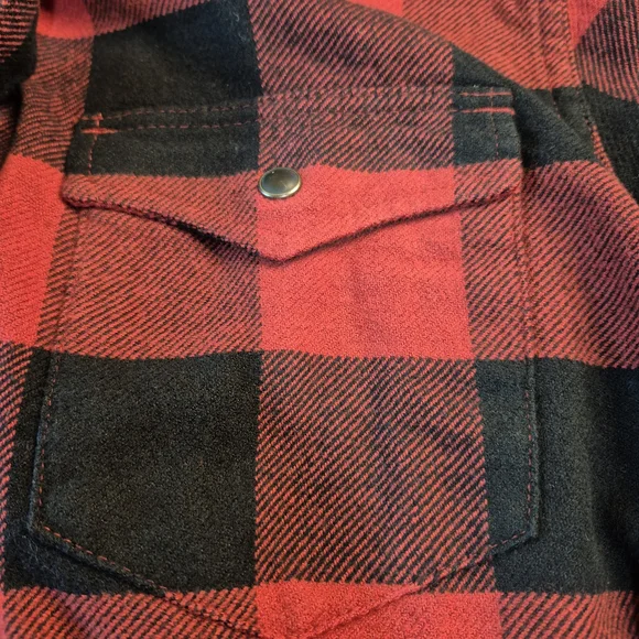 Lucky Brand Red and Black Plaid Snap Button Shirt 3118/431 - Picture 7 of 13